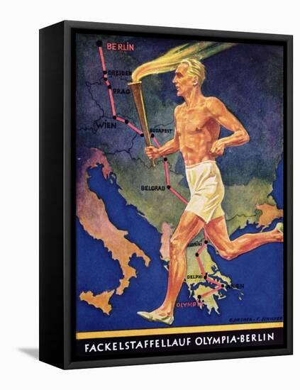 Torch Bearer at the Berlin Olympic Games, 1936-null-Framed Stretched Canvas