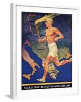 Torch Bearer at the Berlin Olympic Games, 1936-null-Framed Giclee Print