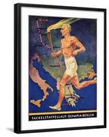 Torch Bearer at the Berlin Olympic Games, 1936-null-Framed Giclee Print