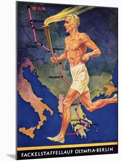 Torch Bearer at the Berlin Olympic Games, 1936-null-Mounted Giclee Print