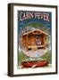 Torch Lake, Michigan - Cabin in Woods-Lantern Press-Framed Art Print