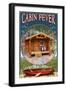 Torch Lake, Michigan - Cabin in Woods-Lantern Press-Framed Art Print