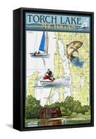 Torch Lake, Michigan - Nautical Chart-Lantern Press-Framed Stretched Canvas