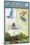 Torch Lake, Michigan - Nautical Chart-Lantern Press-Mounted Art Print