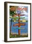 Torch Lake, Michigan - Sign Destinations-Lantern Press-Framed Art Print