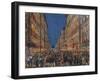 Torchlight Procession in Via Del Corso in Rome, Full Colour Print, Italy, 18th Century-null-Framed Giclee Print