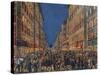 Torchlight Procession in Via Del Corso in Rome, Full Colour Print, Italy, 18th Century-null-Stretched Canvas