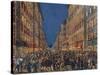 Torchlight Procession in Via Del Corso in Rome, Full Colour Print, Italy, 18th Century-null-Stretched Canvas