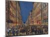 Torchlight Procession in Via Del Corso in Rome, Full Colour Print, Italy, 18th Century-null-Mounted Giclee Print