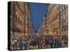 Torchlight Procession in Via Del Corso in Rome, Full Colour Print, Italy, 18th Century-null-Stretched Canvas