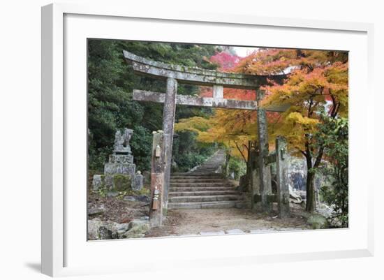 Torii Gate and Steps of Daisho-In Temple in Autumn, Miyajima Island, Western Honshu, Japan-Stuart Black-Framed Photographic Print