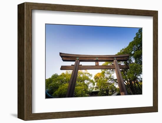 Torii Gate Standing at the Entrance to Meiji Jingu Shrine, Tokyo, Japan.-Sira Anamwong-Framed Photographic Print