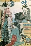 'Three girls on the veranda of a tea-house overlooking Edo Bay at Shinagawa', c1752-1815-Torii Kiyonaga-Giclee Print