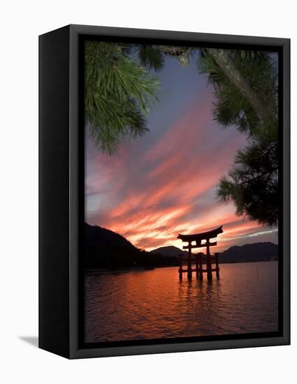 Torii Shrine Gate in the Sea, Miyajima Island, Honshu, Japan-Christian Kober-Framed Stretched Canvas