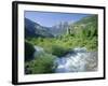 Torla, the River Ara and Distant Mondarruego, Huesca (Pyrenees), Aragon, Spain, Europe-Ruth Tomlinson-Framed Photographic Print