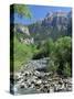 Torla, the River Ara and Mondarruego, Huesca, Pyrenees, Aragon, Spain-Ruth Tomlinson-Stretched Canvas