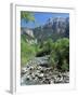 Torla, the River Ara and Mondarruego, Huesca, Pyrenees, Aragon, Spain-Ruth Tomlinson-Framed Photographic Print