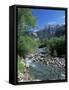 Torla, the River Ara and Mondarruego, Huesca, Pyrenees, Aragon, Spain-Ruth Tomlinson-Framed Stretched Canvas
