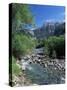 Torla, the River Ara and Mondarruego, Huesca, Pyrenees, Aragon, Spain-Ruth Tomlinson-Stretched Canvas