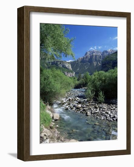 Torla, the River Ara and Mondarruego, Huesca, Pyrenees, Aragon, Spain-Ruth Tomlinson-Framed Photographic Print