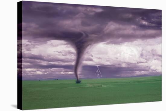 Tornado and Lightning On Field-null-Stretched Canvas