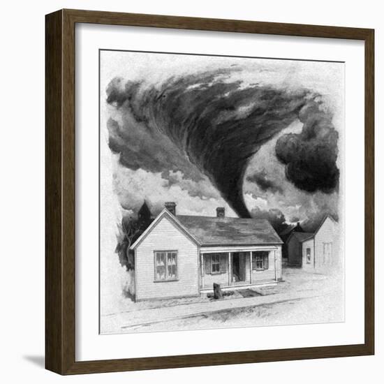 Tornado Approaches Kirksville, Missouri, 1889-George Varian-Framed Art Print