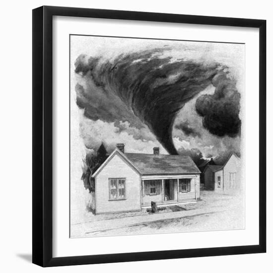 Tornado Approaches Kirksville, Missouri, 1889-George Varian-Framed Art Print