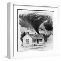 Tornado Approaches Kirksville, Missouri, 1889-George Varian-Framed Art Print