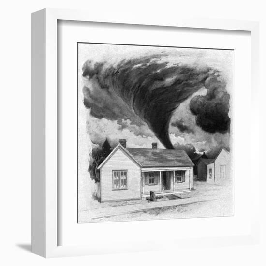 Tornado Approaches Kirksville, Missouri, 1889-George Varian-Framed Art Print