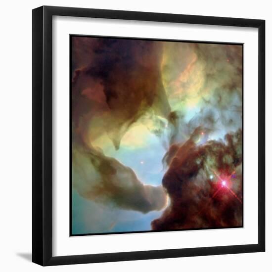 Tornado-like Structures In the Lagoon Nebula, M8-null-Framed Photographic Print