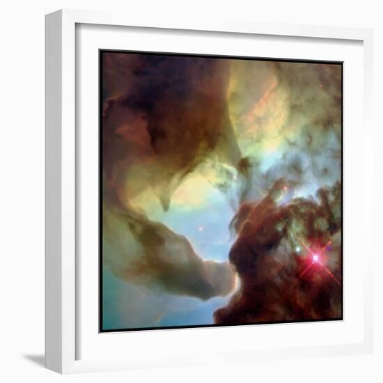 Tornado-like Structures In the Lagoon Nebula, M8-null-Framed Photographic Print