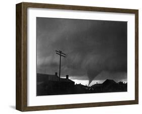 Tornado Moving Past Houses-null-Framed Photographic Print