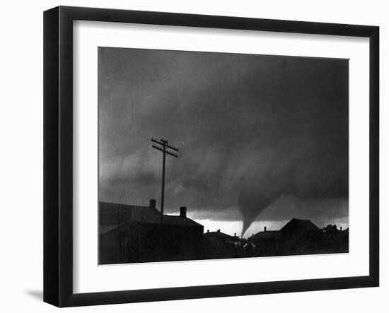 Tornado Moving Past Houses-null-Framed Photographic Print