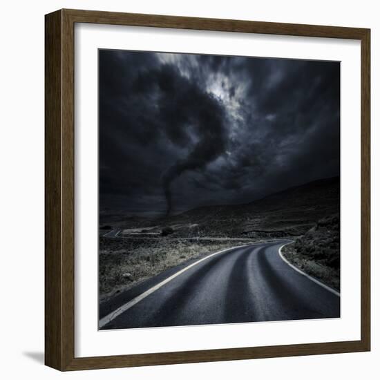 Tornado Near a Winding Road in the Mountains, Crete, Greece-null-Framed Photographic Print