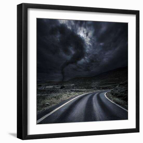 Tornado Near a Winding Road in the Mountains, Crete, Greece-null-Framed Photographic Print