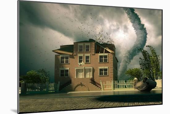Tornado over the House-viczast-Mounted Art Print