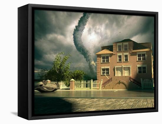 Tornado over the House-viczast-Framed Stretched Canvas