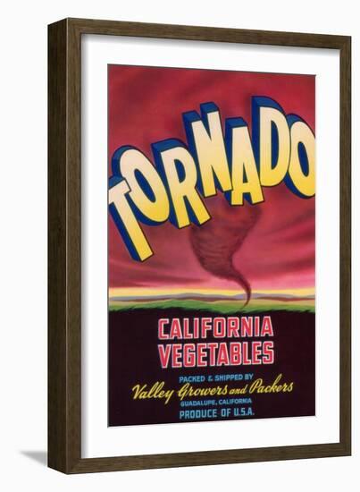 Tornado Vegetable Label - Guadalupe, CA-Lantern Press-Framed Art Print