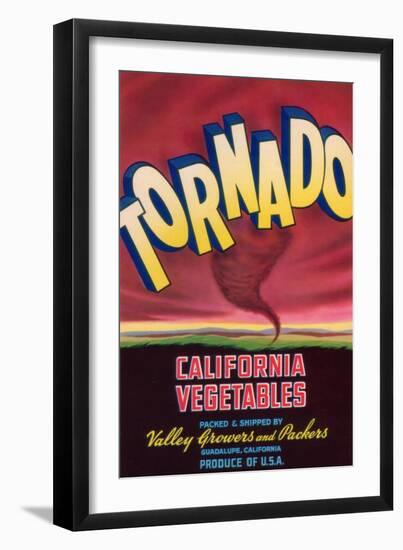 Tornado Vegetable Label - Guadalupe, CA-Lantern Press-Framed Art Print