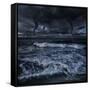 Tornados in a Rough Sea Against Stormy Clouds, Crete, Greece-null-Framed Stretched Canvas