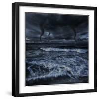 Tornados in a Rough Sea Against Stormy Clouds, Crete, Greece-null-Framed Photographic Print