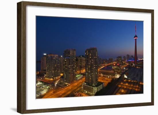 Toronto. City at Dusk with Cn Tower-Mike Grandmaison-Framed Photographic Print