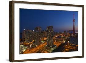 Toronto. City at Dusk with Cn Tower-Mike Grandmaison-Framed Photographic Print