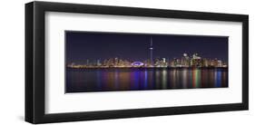 Toronto - City Night Panorama-null-Framed Art Print