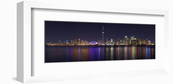 Toronto - City Night Panorama-null-Framed Art Print