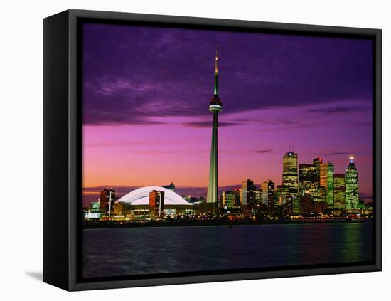 Toronto Skyline at Night, Canada-Jim Schwabel-Framed Stretched Canvas