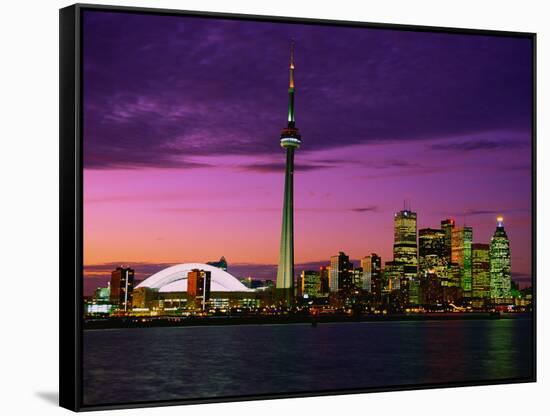 Toronto Skyline at Night, Canada-Jim Schwabel-Framed Stretched Canvas