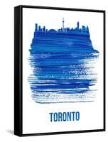 Toronto Skyline Brush Stroke - Blue-NaxArt-Framed Stretched Canvas