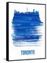 Toronto Skyline Brush Stroke - Blue-NaxArt-Framed Stretched Canvas