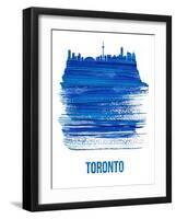 Toronto Skyline Brush Stroke - Blue-NaxArt-Framed Art Print